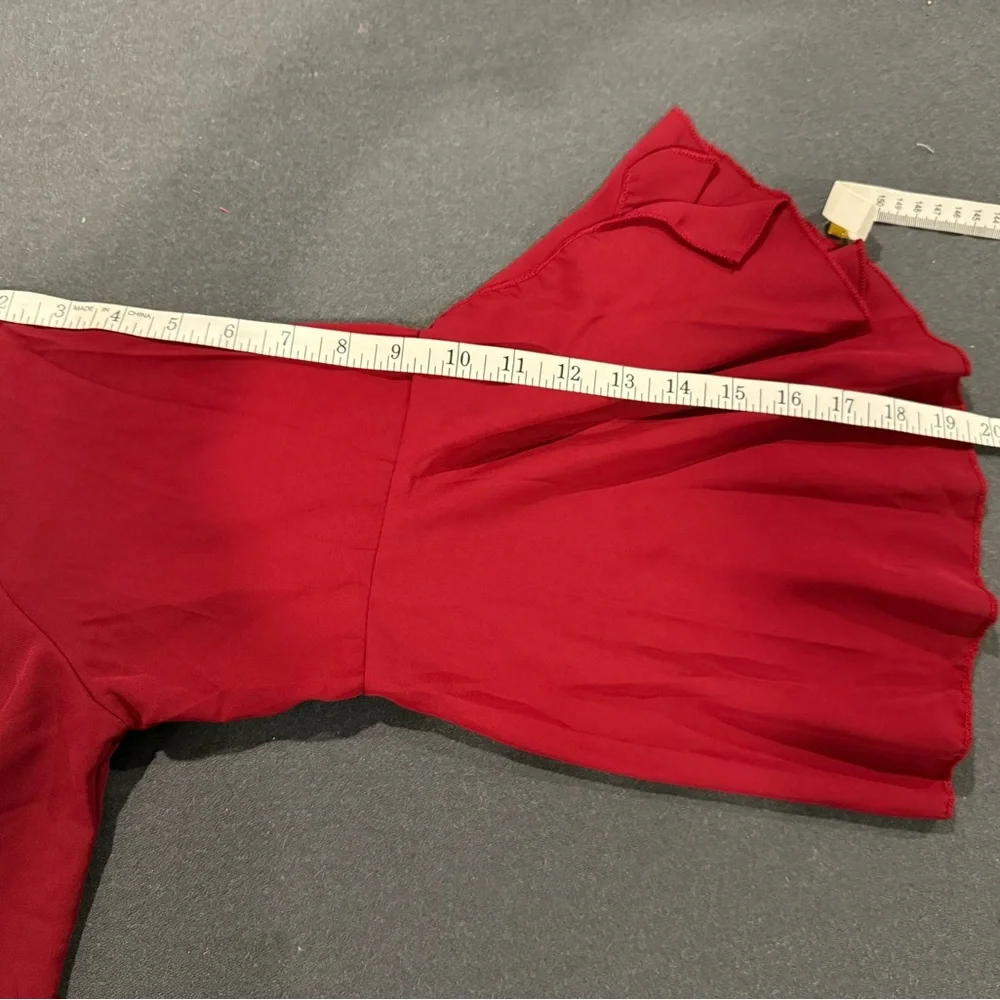 Abollria Red Blouse NWT | Bell Sleeve Top | Holiday / Work / Party - Picture 7 of 11